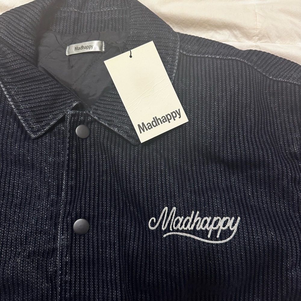 NWT MADHAPPY Corduroy Alumni Navy Bomber Jacket